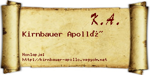 Kirnbauer Apolló névjegykártya